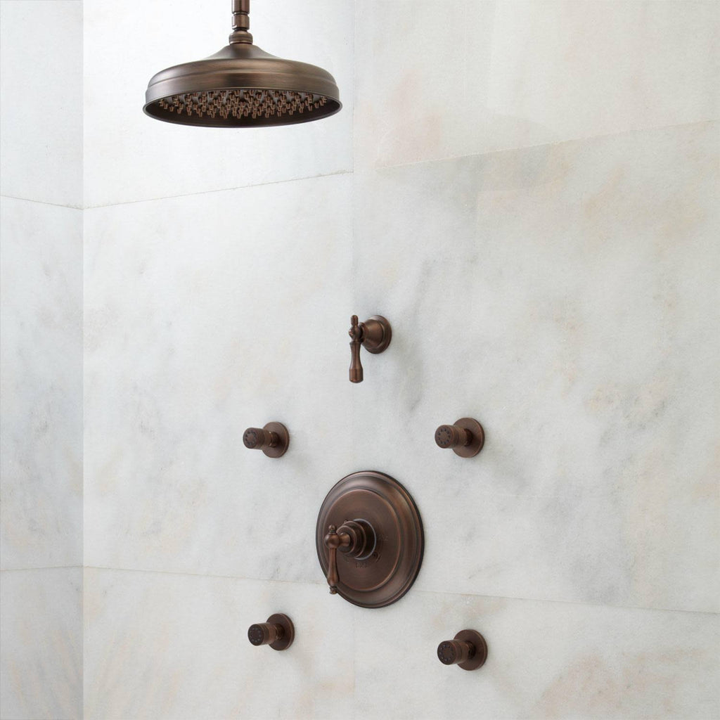 Pressure Balanced Shower System with Rain Shower Head and Body Sprays A8661