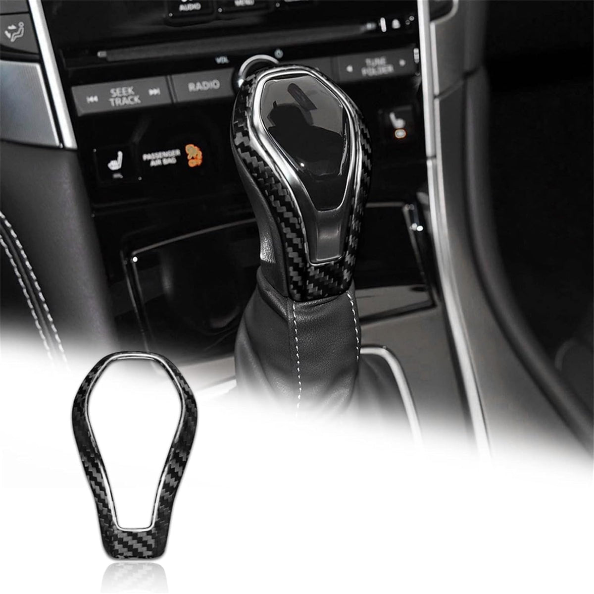 Carbon Fiber Gear Shift Knob Cover Sticker Pack of 2 I98477