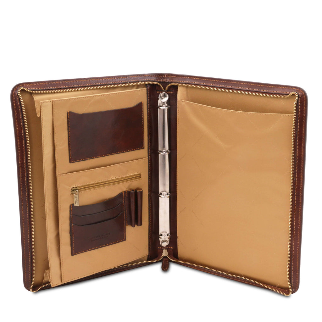 Brown Leather Document Case with Ring Binder U980063