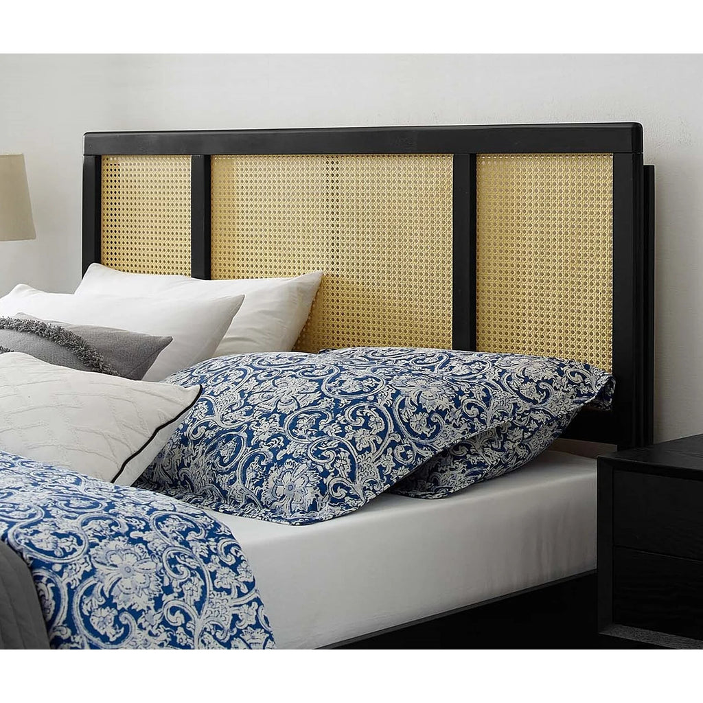 Queen Size Black Wooden Headboard S434805