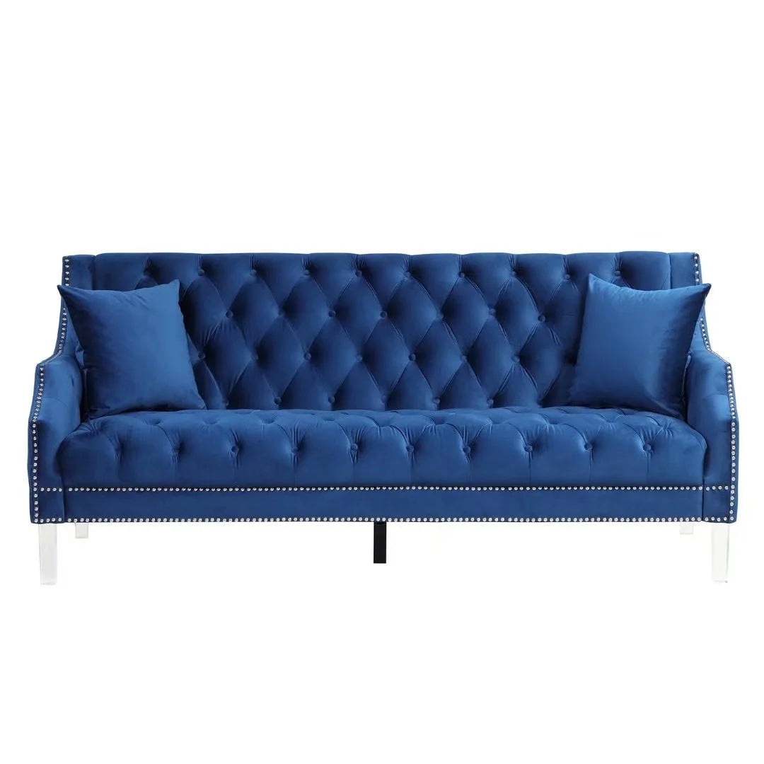 Grey Dutch Velvet Sofa with Acrylic Legs C883