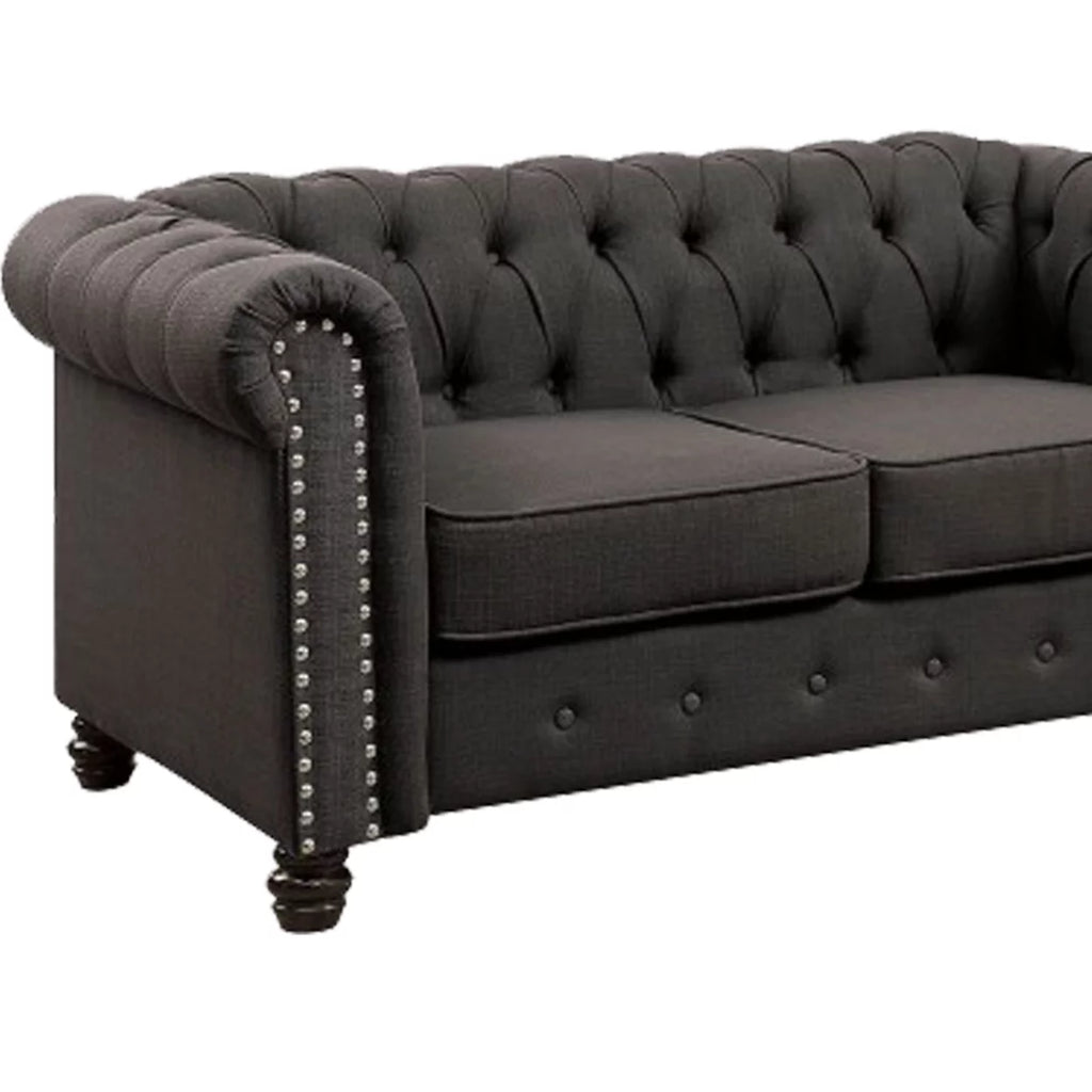 Gray Fabric Upholstered Loveseat M55374