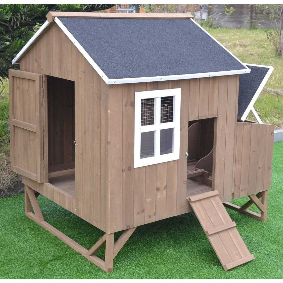 Large Wood Chicken Coop with 3 Nesting Box O907589