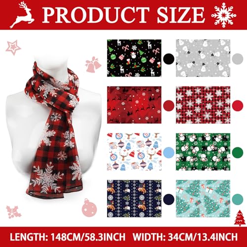 8 Pcs Soft Lightweight Christmas Scarf V856431