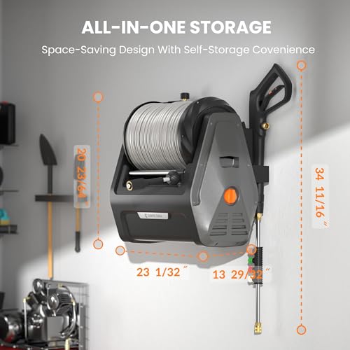 Electric Wall Mount Pressure Washer with 100FT Hose, 2900PSI, 4 Nozzles A10475