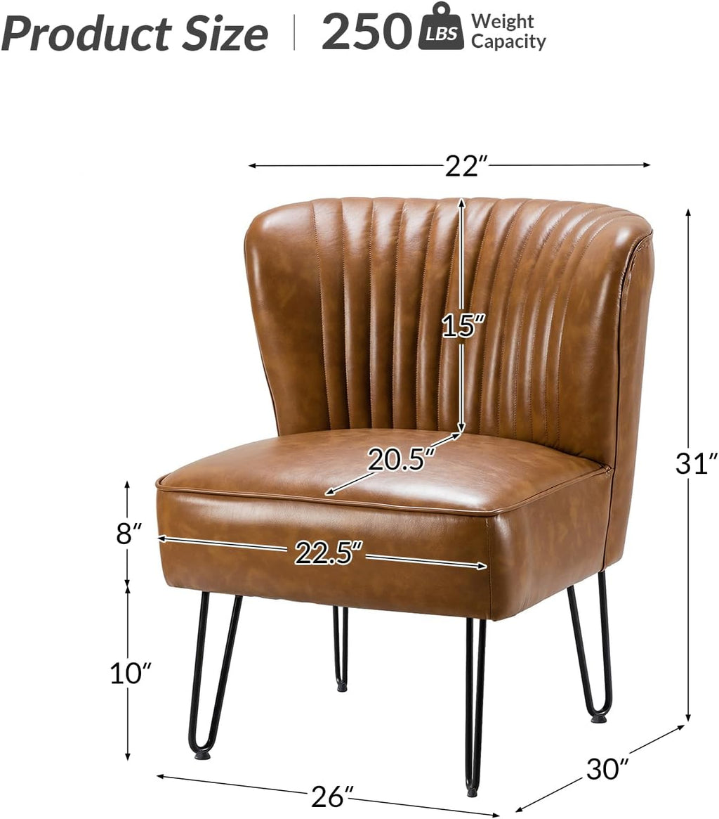 Faux Leather Accent Chairs Set Of 2 With Metal Base Z9895