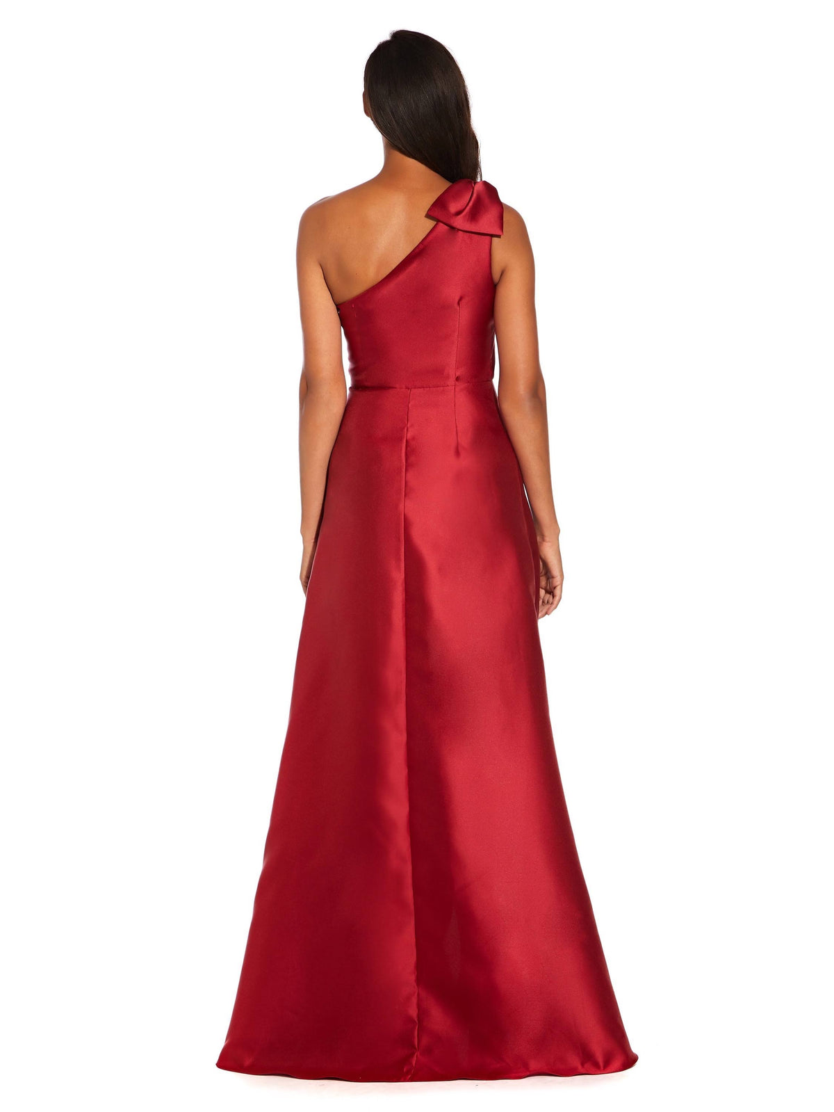 One Shoulder Bow Asymmetrical Hi-Low Gown F926254