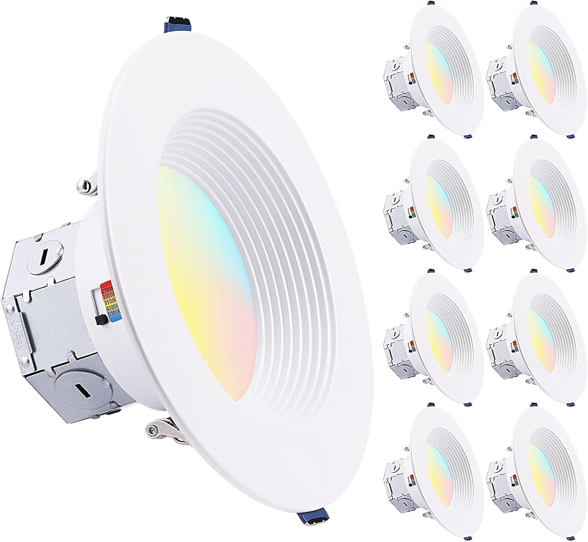 8-Pack 6 Inch LED Canless Recessed Lighting with Junction Box J81897