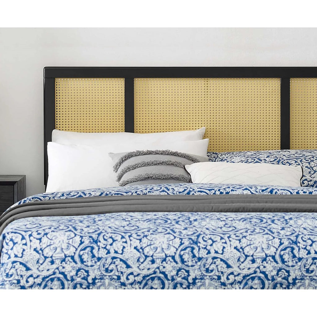 Queen Size Black Wooden Headboard S434805