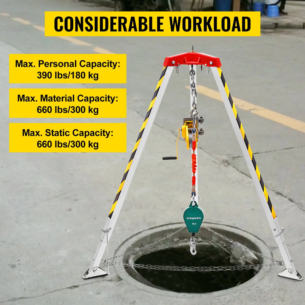 Confined Space Tripod with 1800lbs Winch and 98' Cable M4892