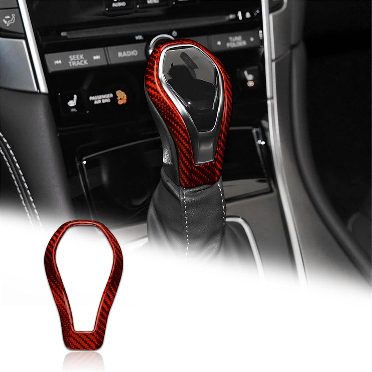 Carbon Fiber Gear Shift Knob Cover Sticker Pack of 2 I98477