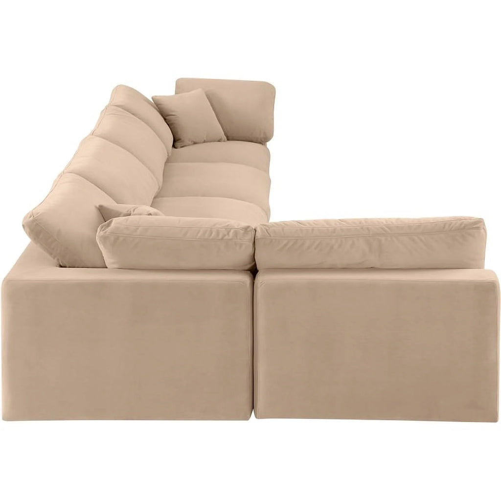 Beige Velvet Modular Sectional R268295