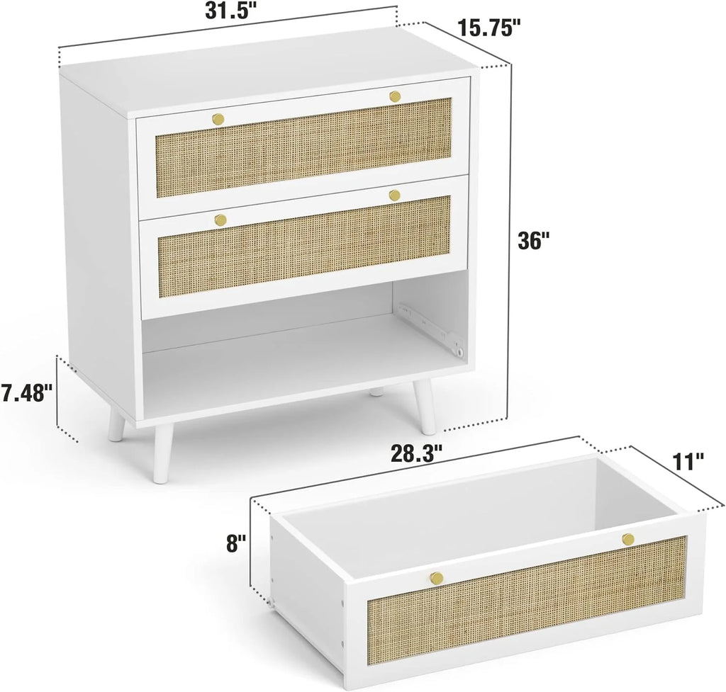 White 3 Drawer Wood Dresser I19501