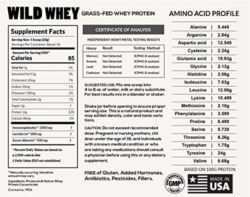 Unflavored Grass-Fed Whey Protein, 1.32 Pound D19335
