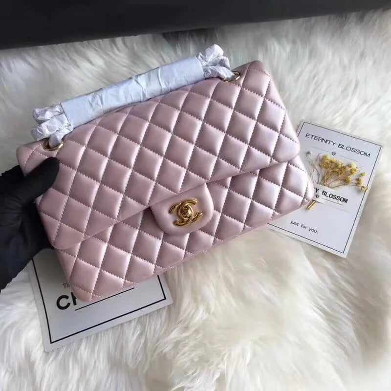 Pink Gold Medium Lambskin Leather Flap Bag A453