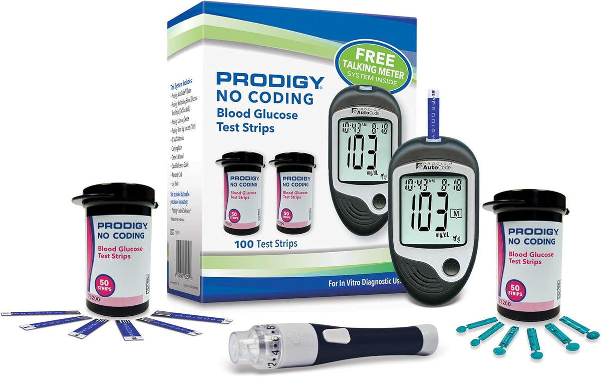 Glucose Monitor Kit with Meter, 100ct Test Strips, 10ct Lancets, Lancing Device, Carrying Case, Log Book J9713
