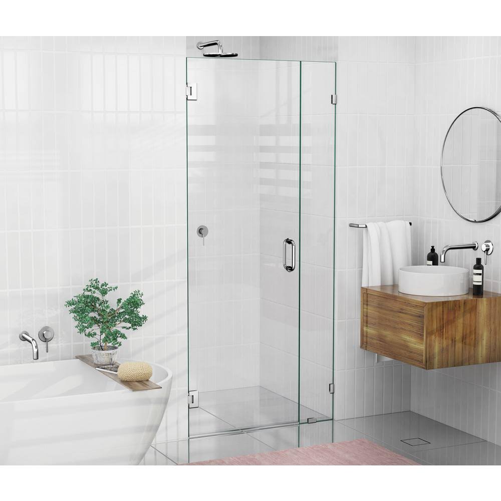 36.25x22 W x 78x22 H Hinged Frameless Shower Door Chrome S8067