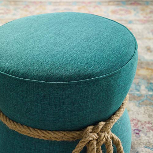 Atomic Red Upholstered Fabric Round Ottoman F1693