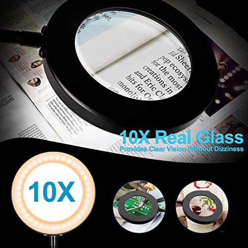 10X Magnifying Glass with Light and Stand, White T993