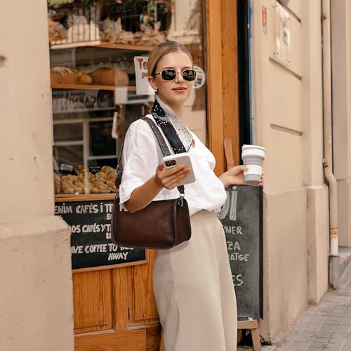 Leather Crossbody Hobo Shoulder Bag with Two Straps B18086