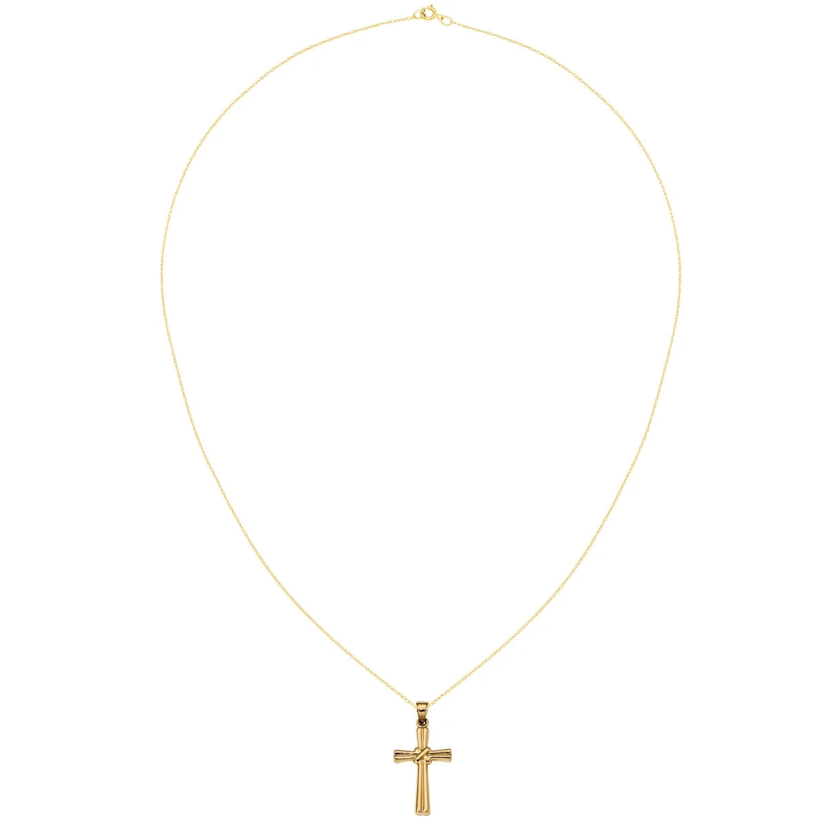 14 Karat Yellow Gold Hollow Cross Pendant with 18-inch Chain M609