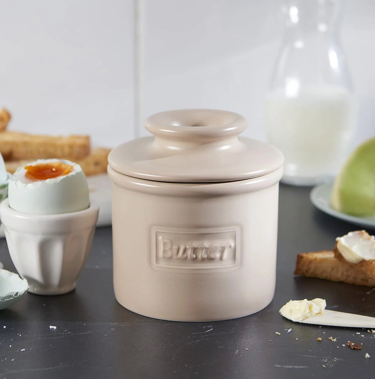 Beige Ceramic Butter Dish Keeper E4343