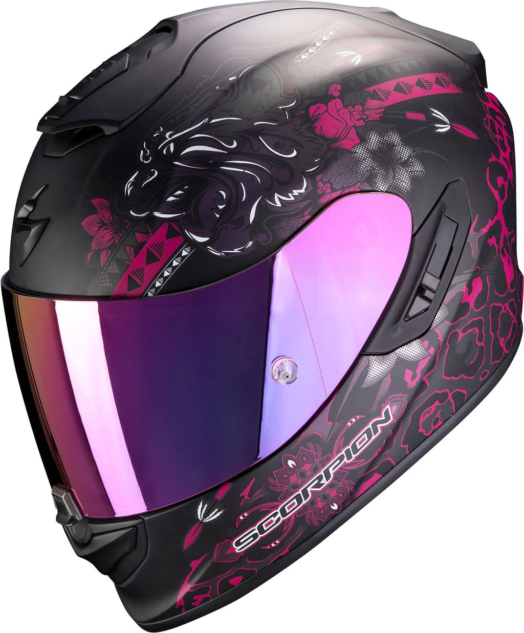 Matt Black Pink Motorcycle Helmet U958317