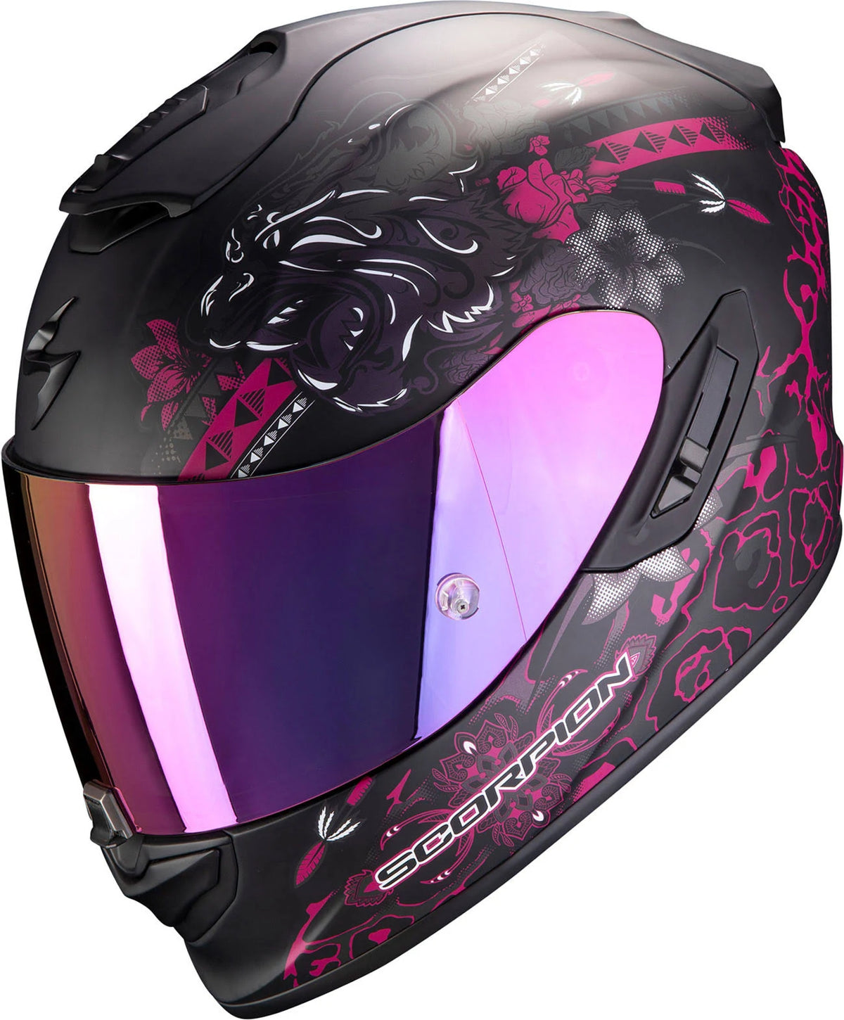 Matt Black Pink Motorcycle Helmet U958317