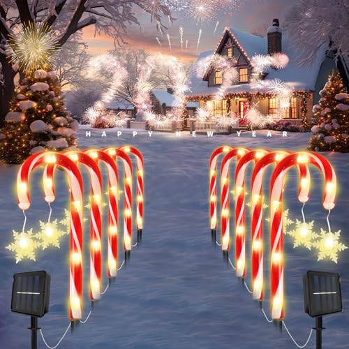Solar Christmas Candy Cane Lights H435916