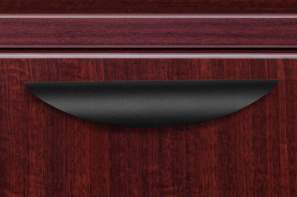 66 x 30 in. Double Laminate Pedestal L-Desk with 48 in. Return, Mahogany & Black F7021