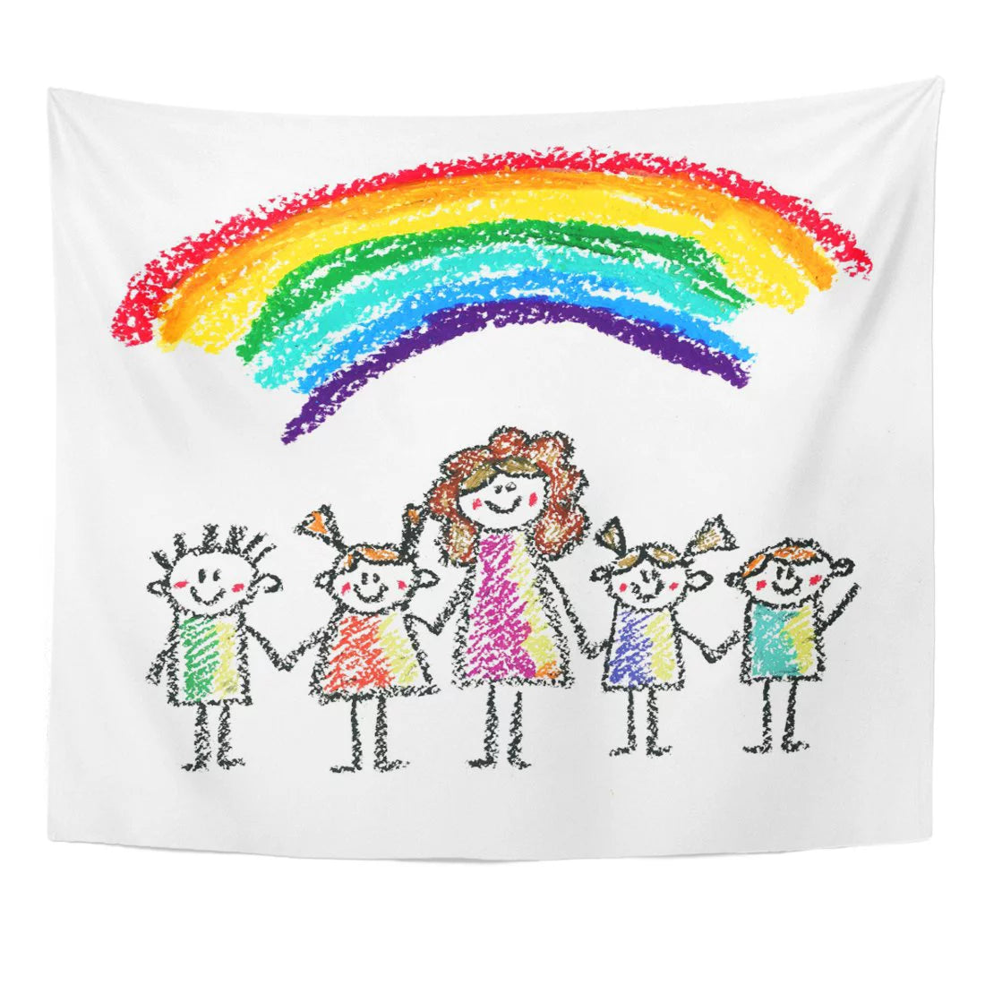 Kids Crayon Drawing Wall Art Hanging Tapestry 60x80 inch L3209