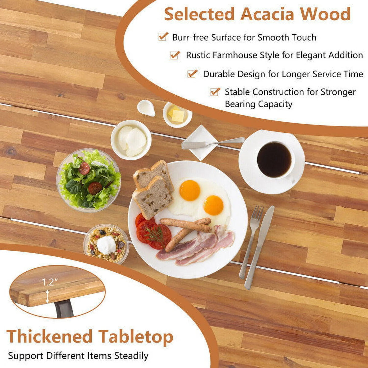 6-Person Outdoor Picnic Table and Bench Set K83878