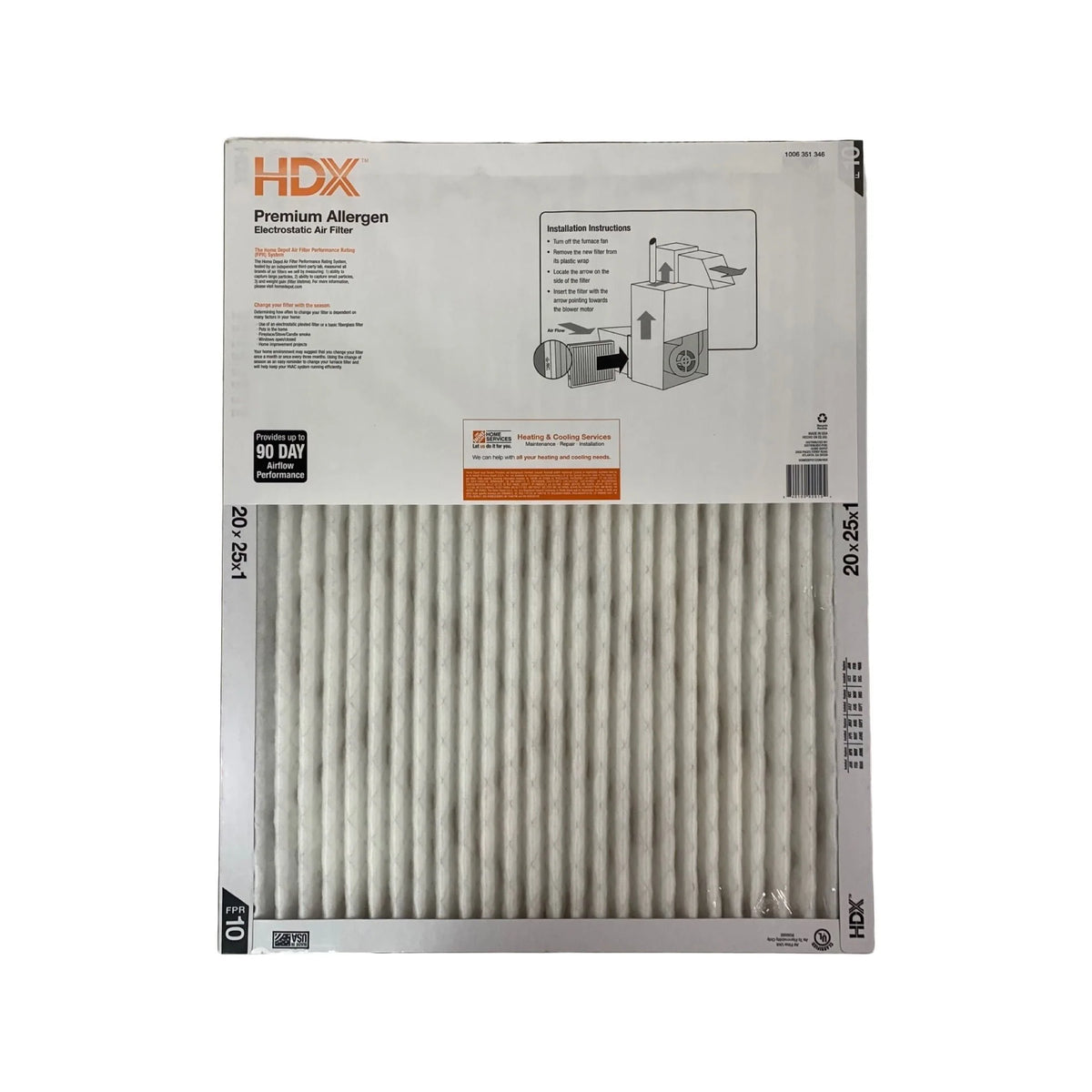 20 in. x 25 in. x 1 in. Pleated Air Filter FPR 10 Pack Of 2 K908503