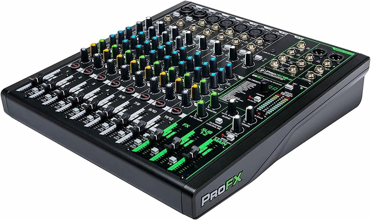 12-Channel Mixer with Headphone Amp, 4 XLR Cables, and 2 Breakout Cables Bundle C469191