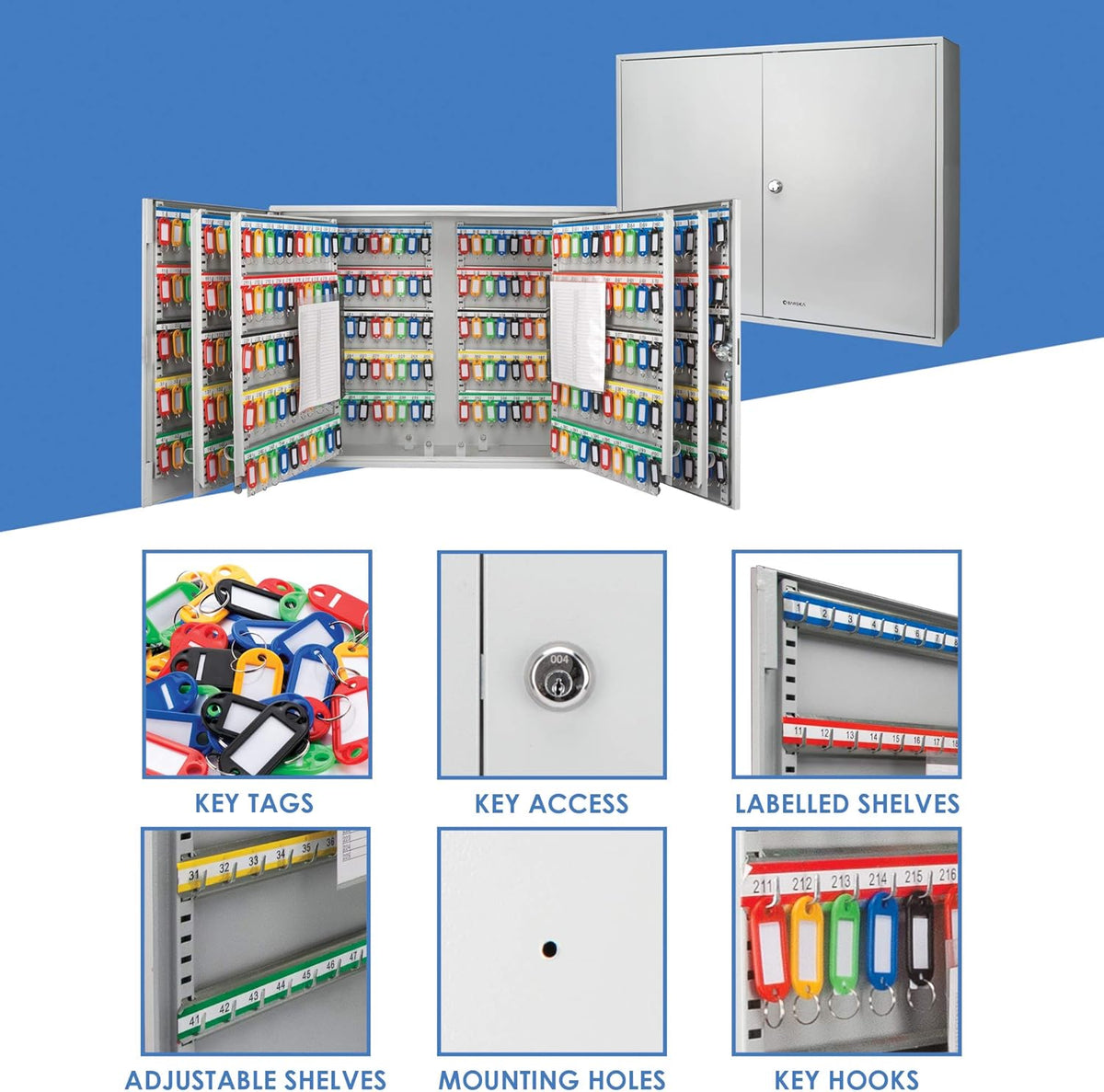 Grey Key Cabinet with Key Lock B2633