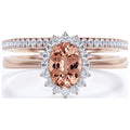 2.00 Carat Oval Cut Morganite And Diamond Moissanite Engagement Ring in 10k Solid Rose Gold Band D1362
