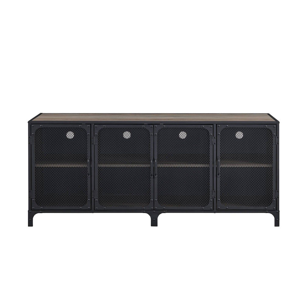 Industrial TV Stand Console Dark Walnut O144813