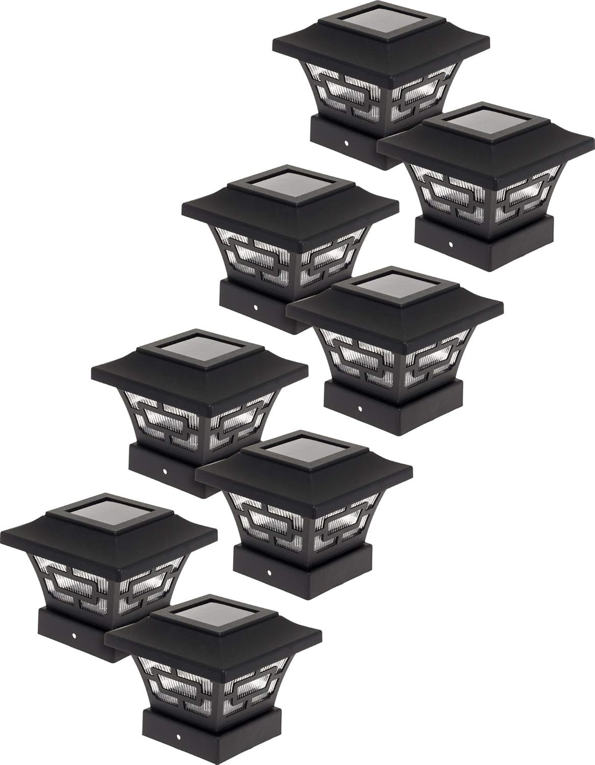 Black 4 Pack Solar Fence Post Cap Lights for 4x4 Wood Posts Y560191