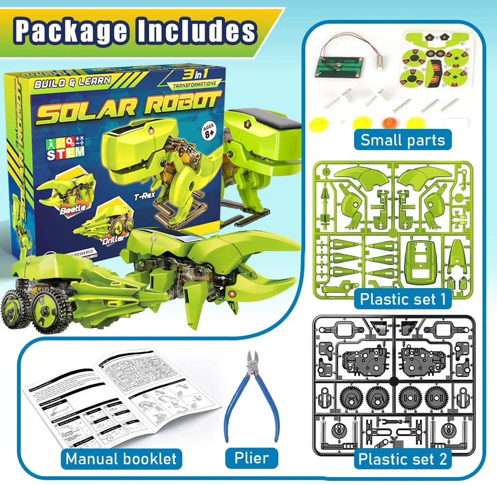 STEM Robots Building Educational Toys Science Kit 3 in 1 Solar Dinosaur Desk Robot I9533