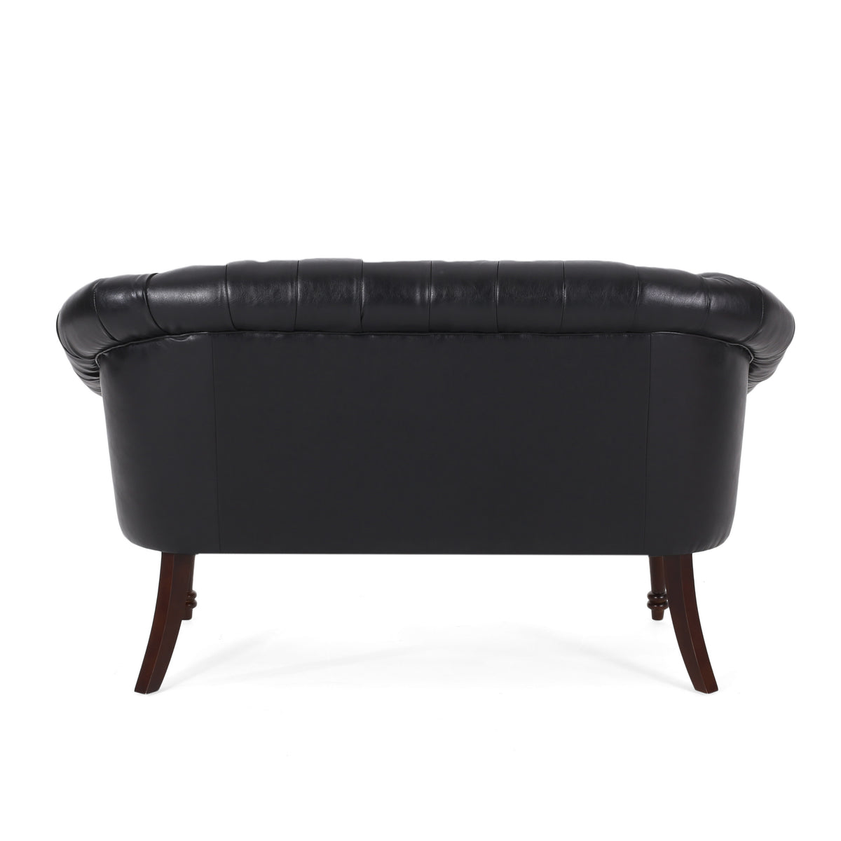 Midnight Black Leather Tufted Loveseat E217