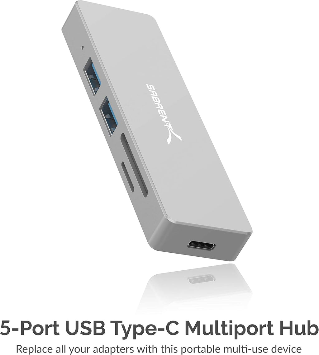 5 in 1 USB C Multi-Port HUB with SD & Micro SD Card-Reader, HDMI 2.0 Port, 2 x USB 3.0 Ports J660