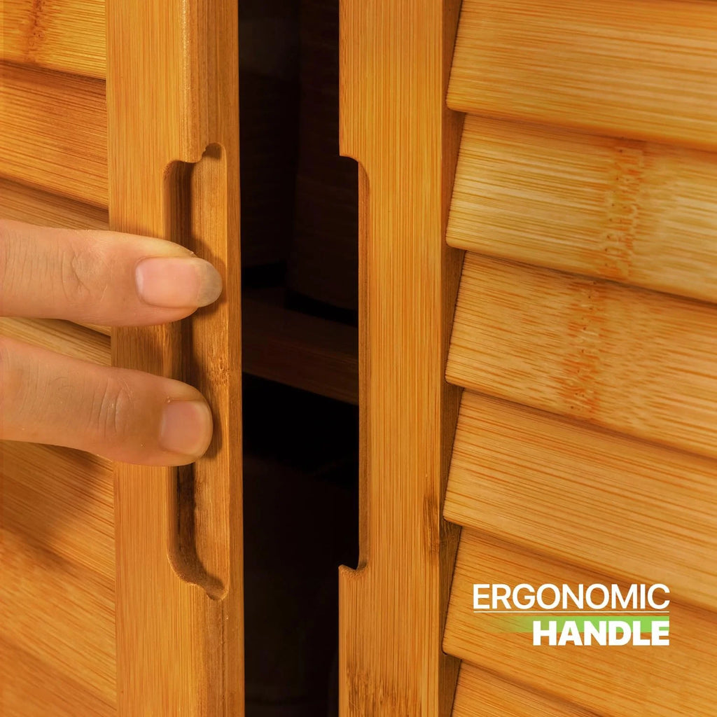 Tall Bamboo Shoe Storage Cabinet with Double Shutter Doors B7818