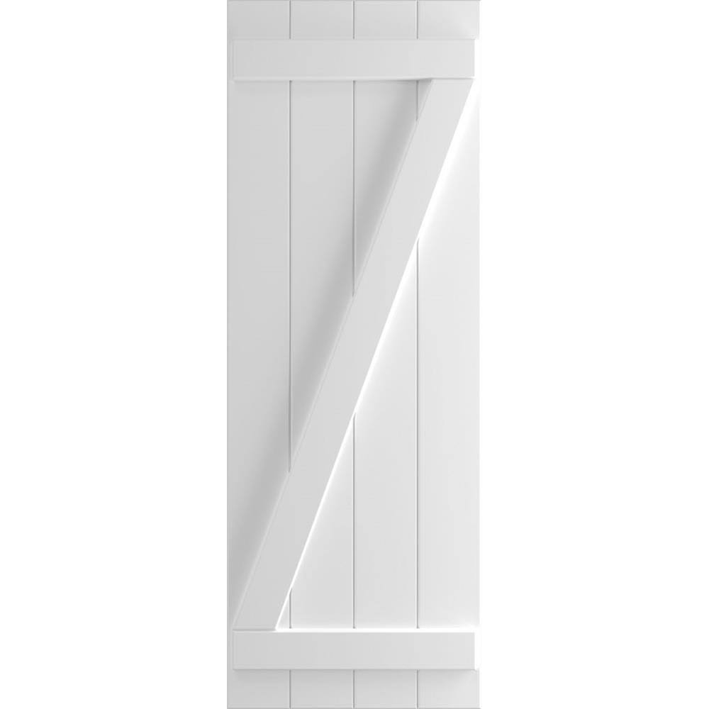 21-1/2x22 x 77x22 PVC Four Board Joined Board and Batten Shutters with Z-Bar, Unfinished (Per Pair) F7684