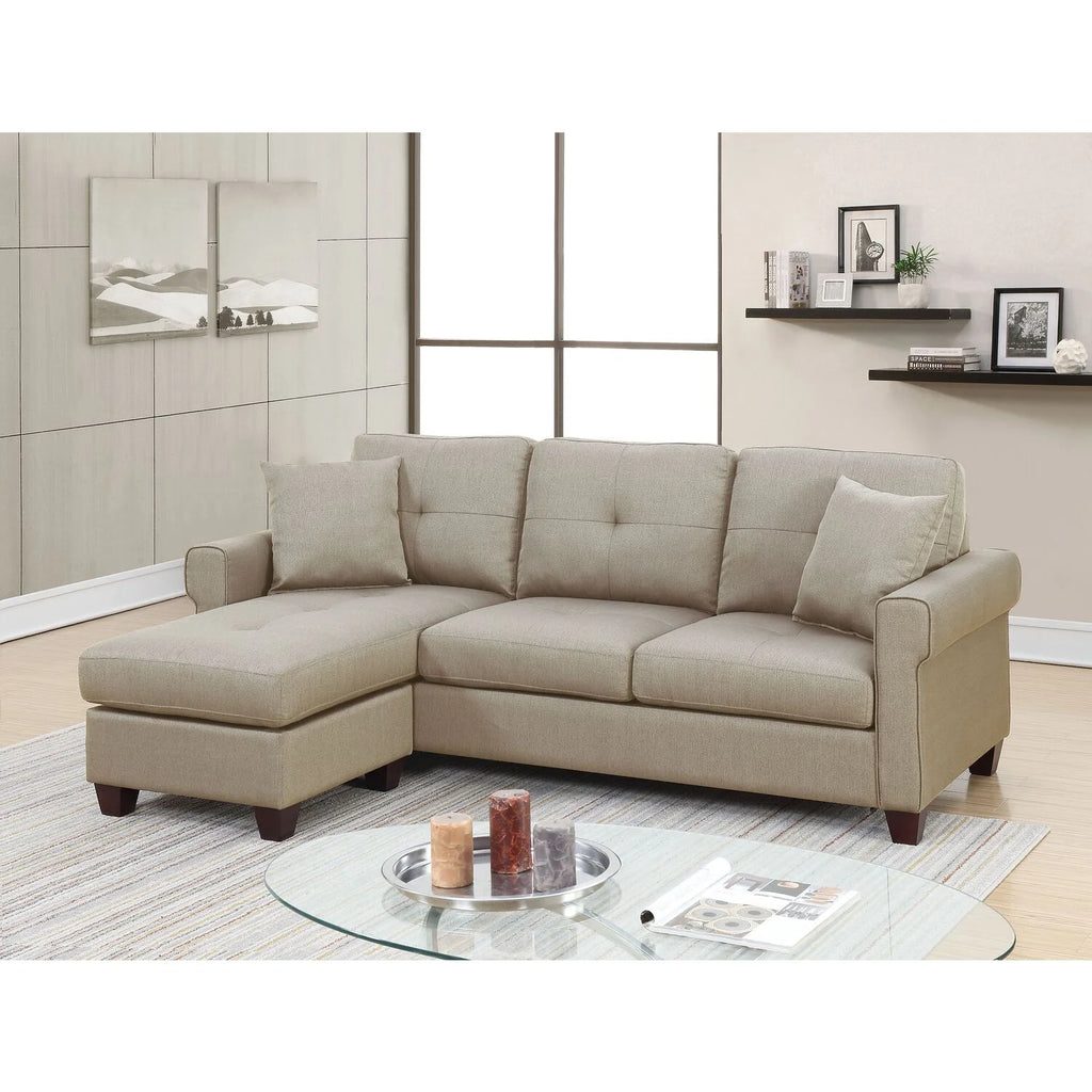 2 Piece Fabric Compact Sectional Sofa Set in Beige H34955