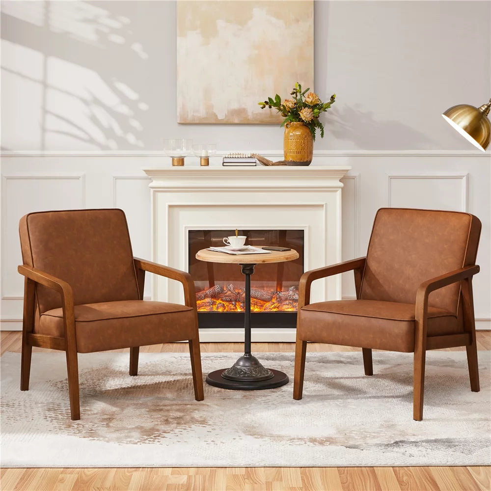 Light Brown Faux Leather Armchair F8730