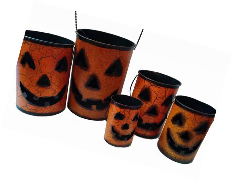 Set of 5 Nesting Pumpkin Halloween Container Baskets P4473