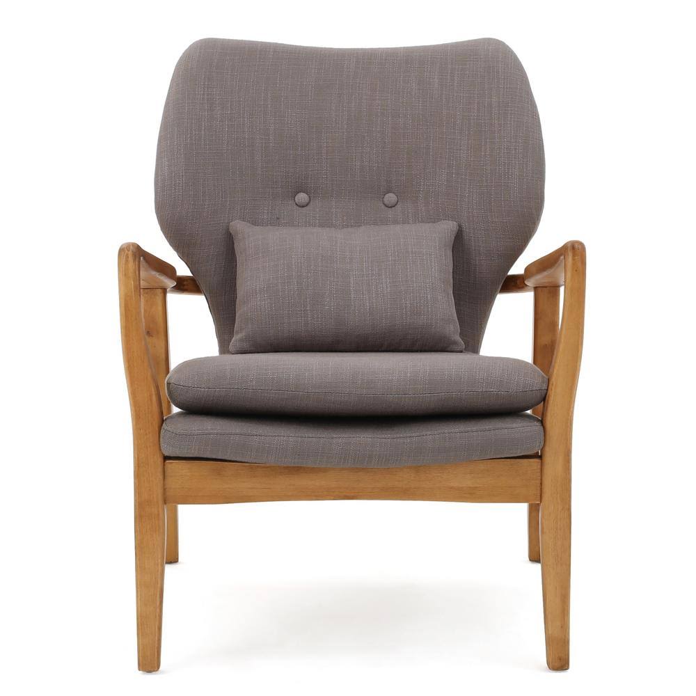 Gray Fabric Club Chair with Wooden Frame B5186