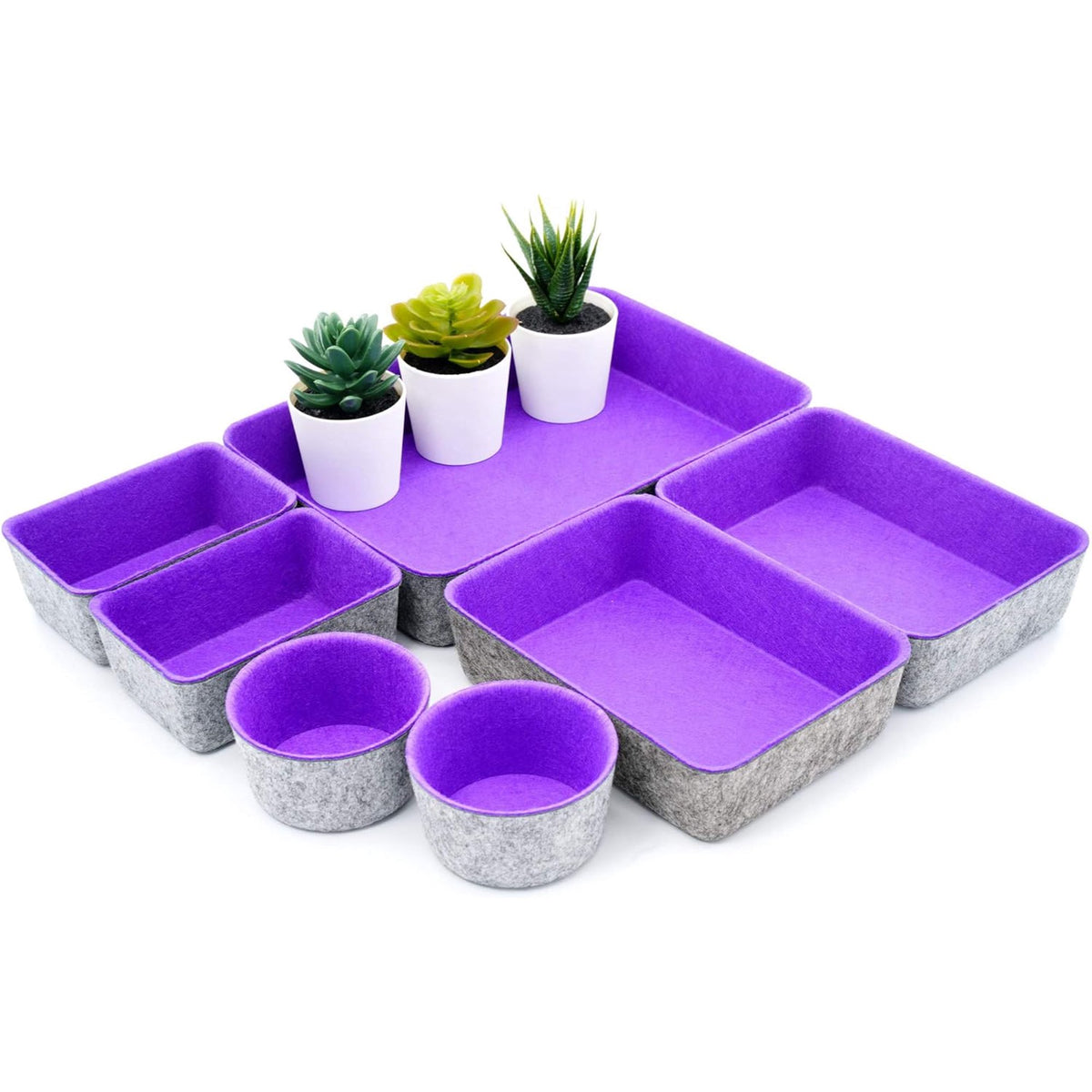 7-Piece Beige Felt Drawer Organizers A140