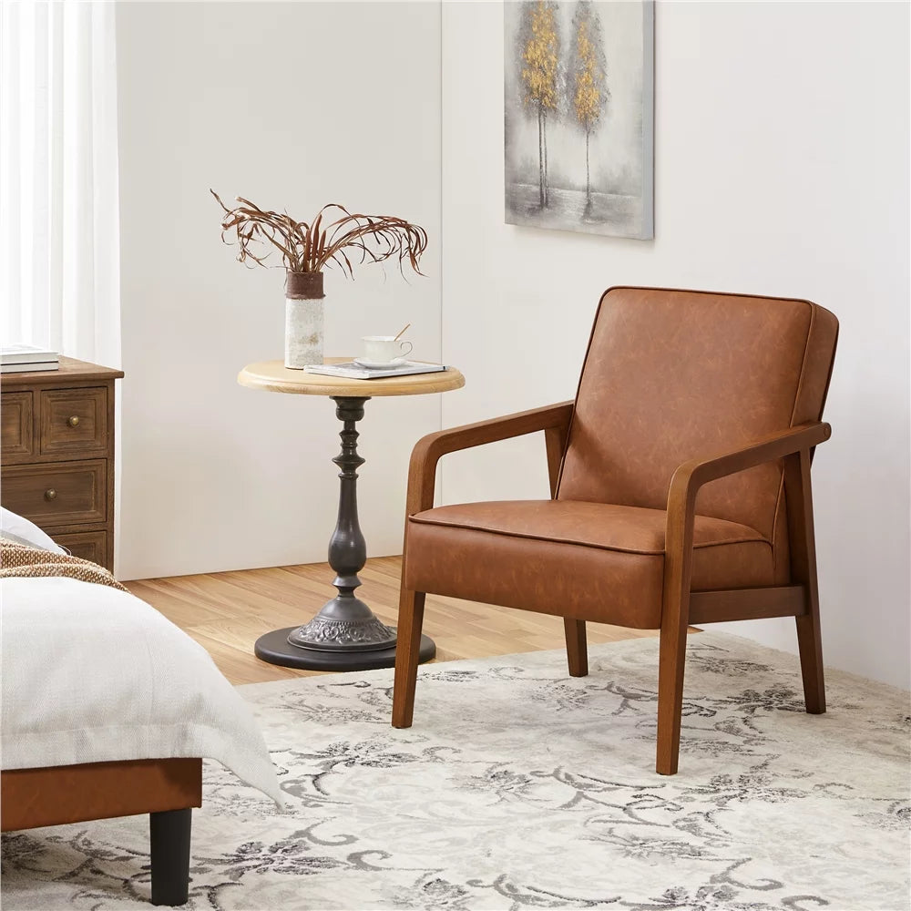 Light Brown Faux Leather Armchair F8730
