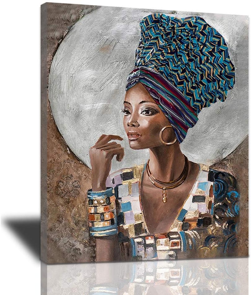 African American Woman Portrait Canvas Artwork 20x24inch Q7575